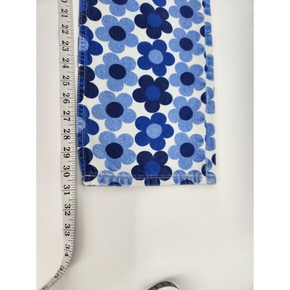 Zara Women's Blue Floral Print High Waist Button Fly Denim Jeans Size‎ 6 - Picture 8 of 8